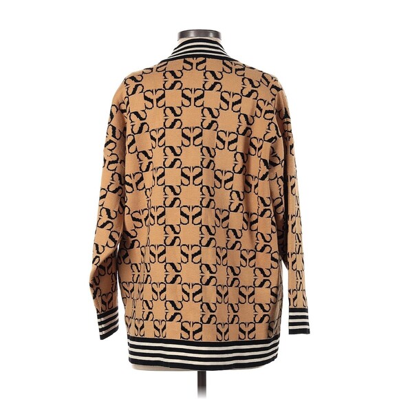 SANDRO Ron Brown Black Reversible Oversized Jacquard Logo Cardigan - 1 (Small) - Picture 5 of 5